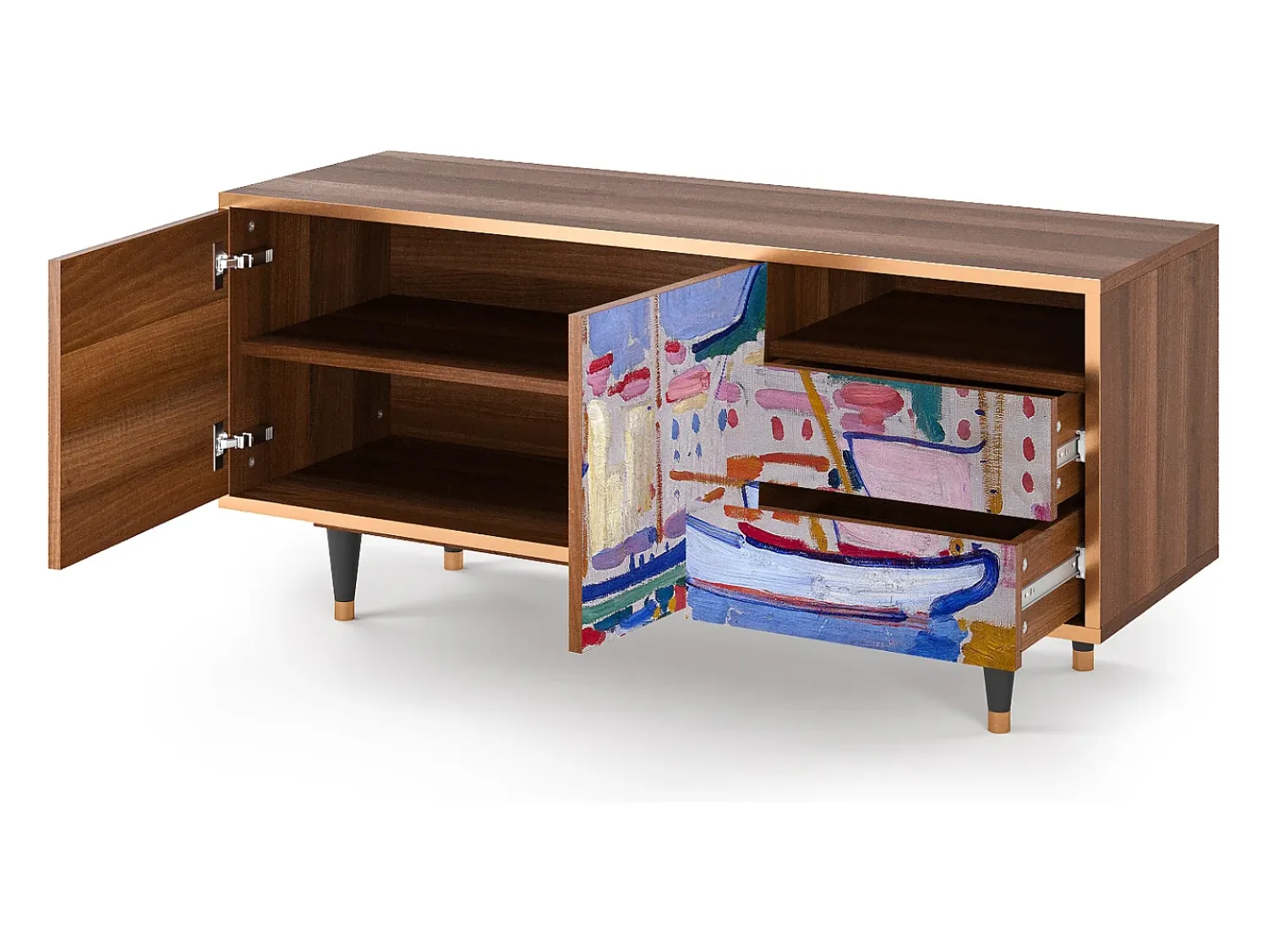 Móvel De Tv* Mueble de TV - 125х56х41 cm - T7 - The Port of Collioure , Nogueira Castanho