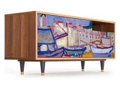 Móvel De Tv* Mueble de TV - 125х56х41 cm - T7 - The Port of Collioure , Nogueira Castanho