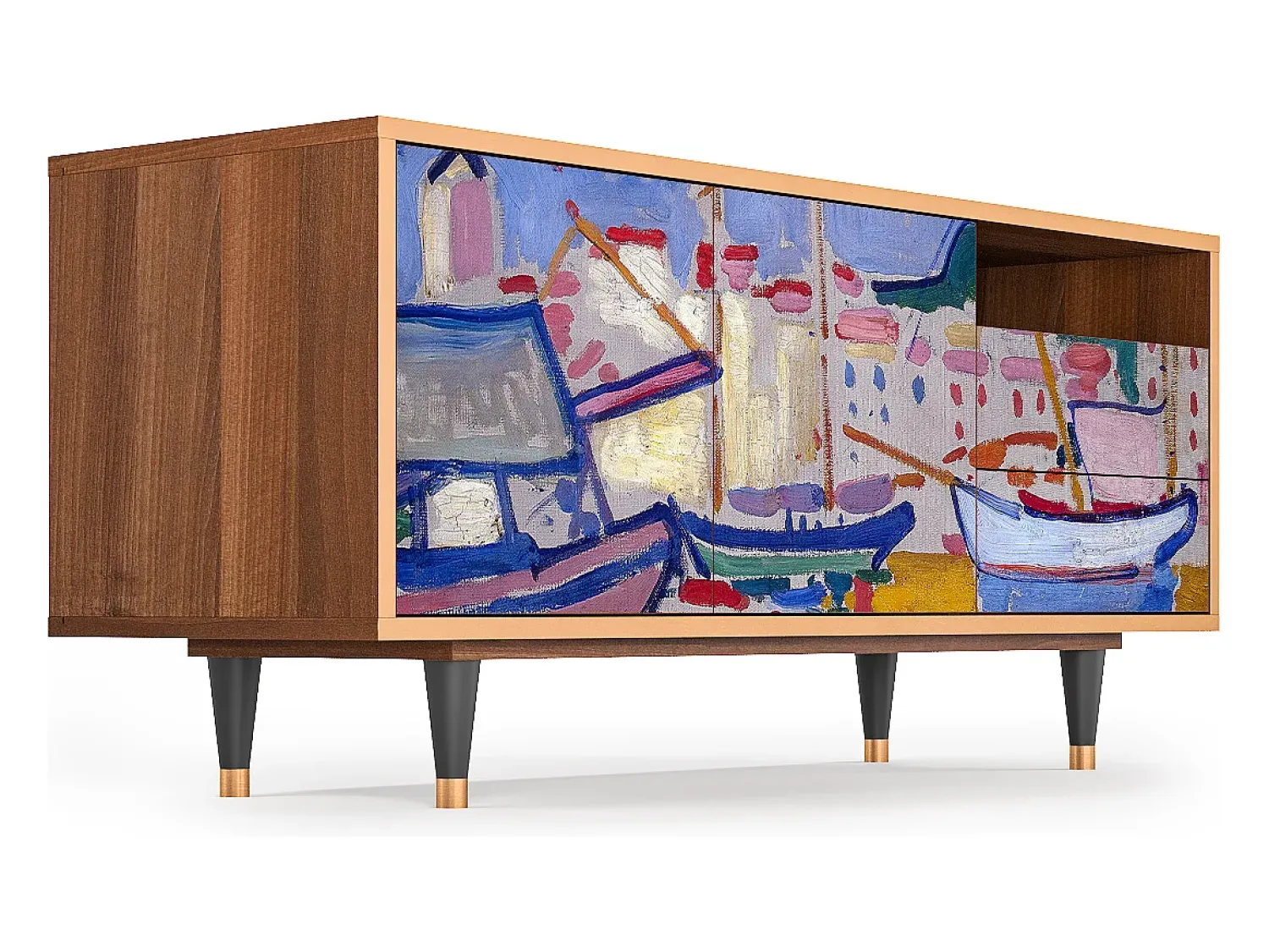 Móvel De Tv* Mueble de TV - 125х56х41 cm - T7 - The Port of Collioure , Nogueira Castanho