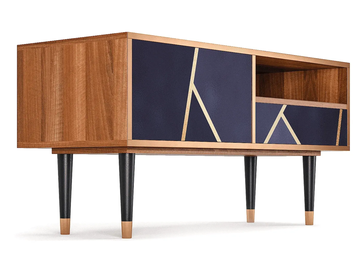 Móvel De Tv* Mueble de TV - 115х59х48 cm - T3 - The Amethyst, Nogueira Castanho