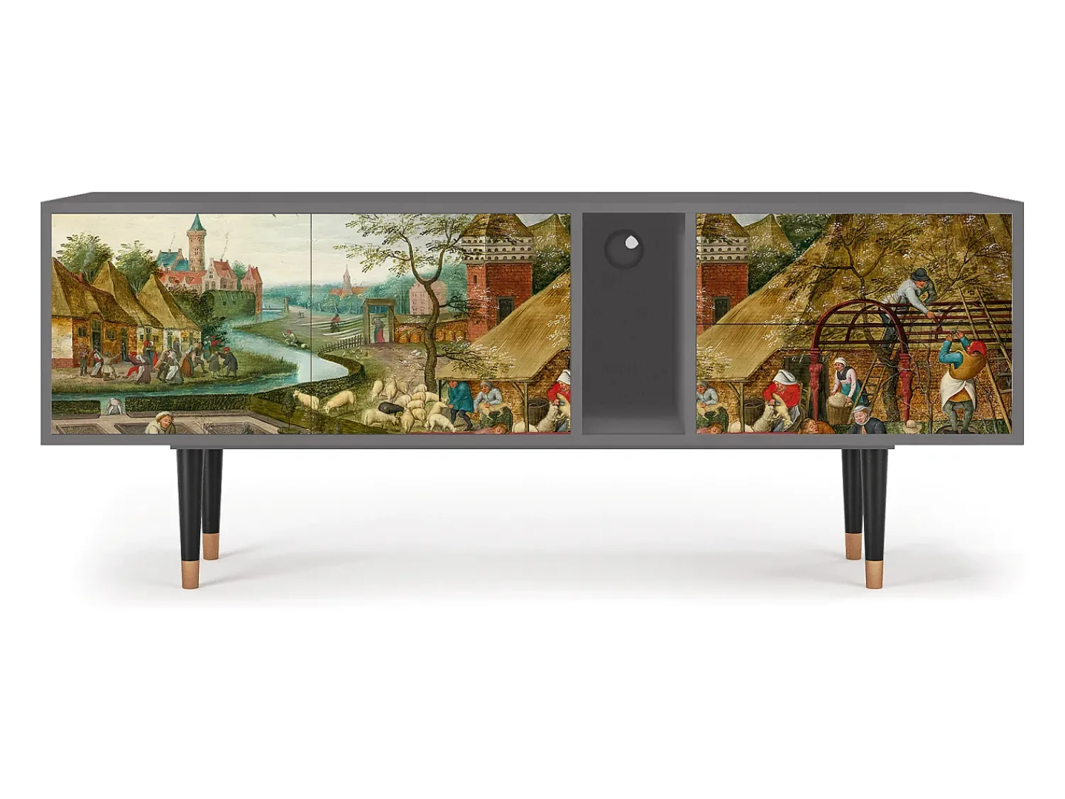 Móvel De Tv* Mueble de TV - 170х69х48 cm - T1 - The Younger - Spring, Cinza Cinzento