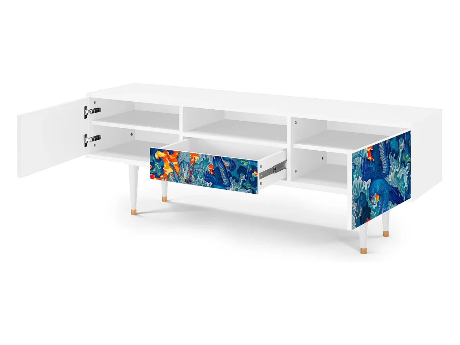 Outlet Mueble de TV - 170х59х41 cm - T6 - The Girl - James Jean, Branco Bege