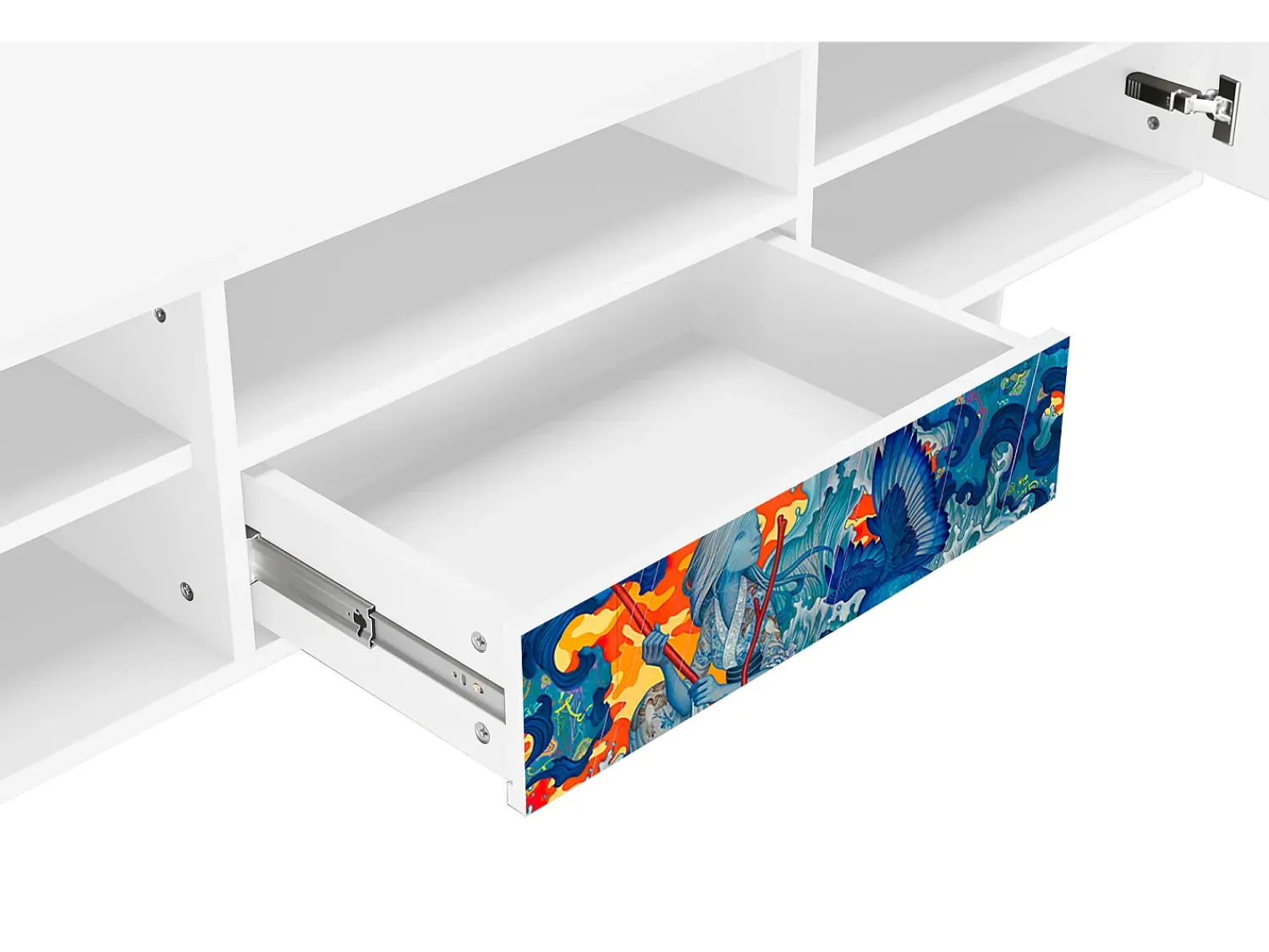 Outlet Mueble de TV - 170х59х41 cm - T6 - The Girl - James Jean, Branco Bege