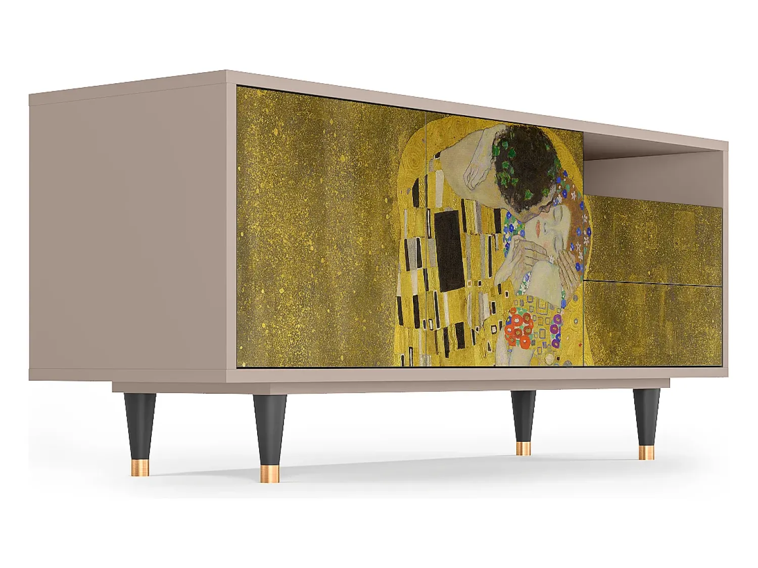 Móvel De Tv* Mueble de TV - 125х56х41 cm - T7 - The Kiss by Klimt , Latte Bege