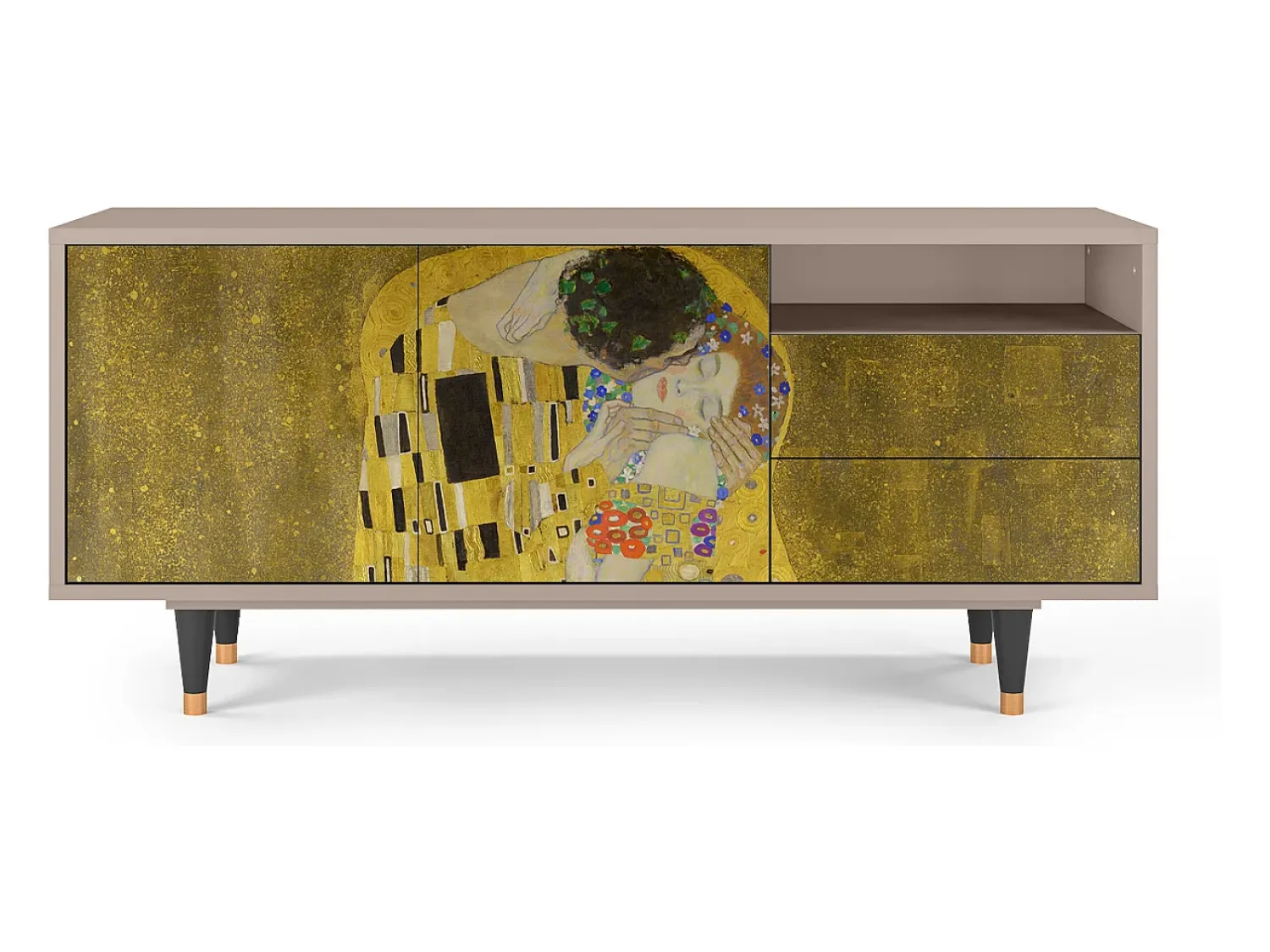 Móvel De Tv* Mueble de TV - 125х56х41 cm - T7 - The Kiss by Klimt , Latte Bege