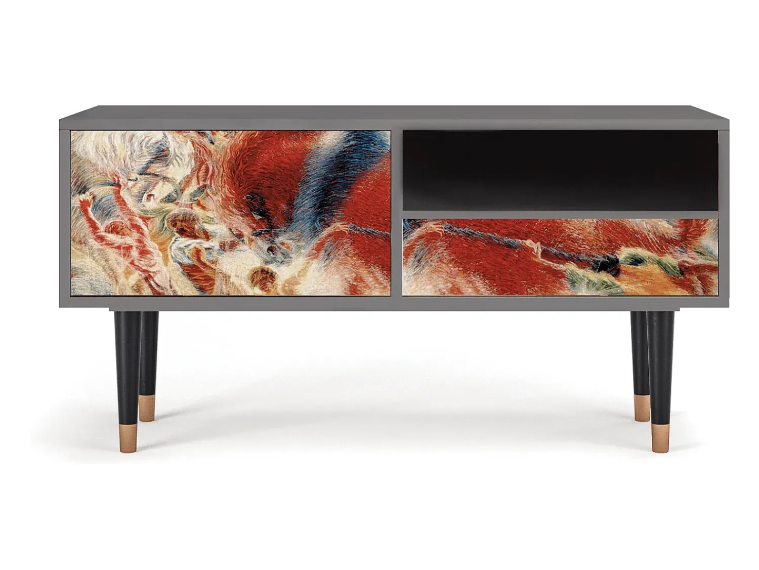 Móvel De Tv* Mueble de TV - 115х59х48 cm - T3 - The City Rises, Cinza Cinzento