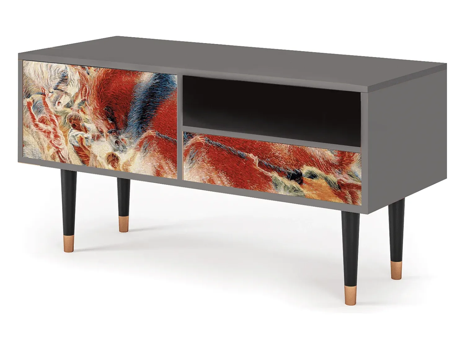 Móvel De Tv* Mueble de TV - 115х59х48 cm - T3 - The City Rises, Cinza Cinzento