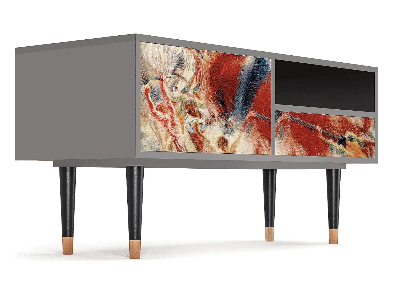 Móvel De Tv* Mueble de TV - 115х59х48 cm - T3 - The City Rises, Cinza Cinzento
