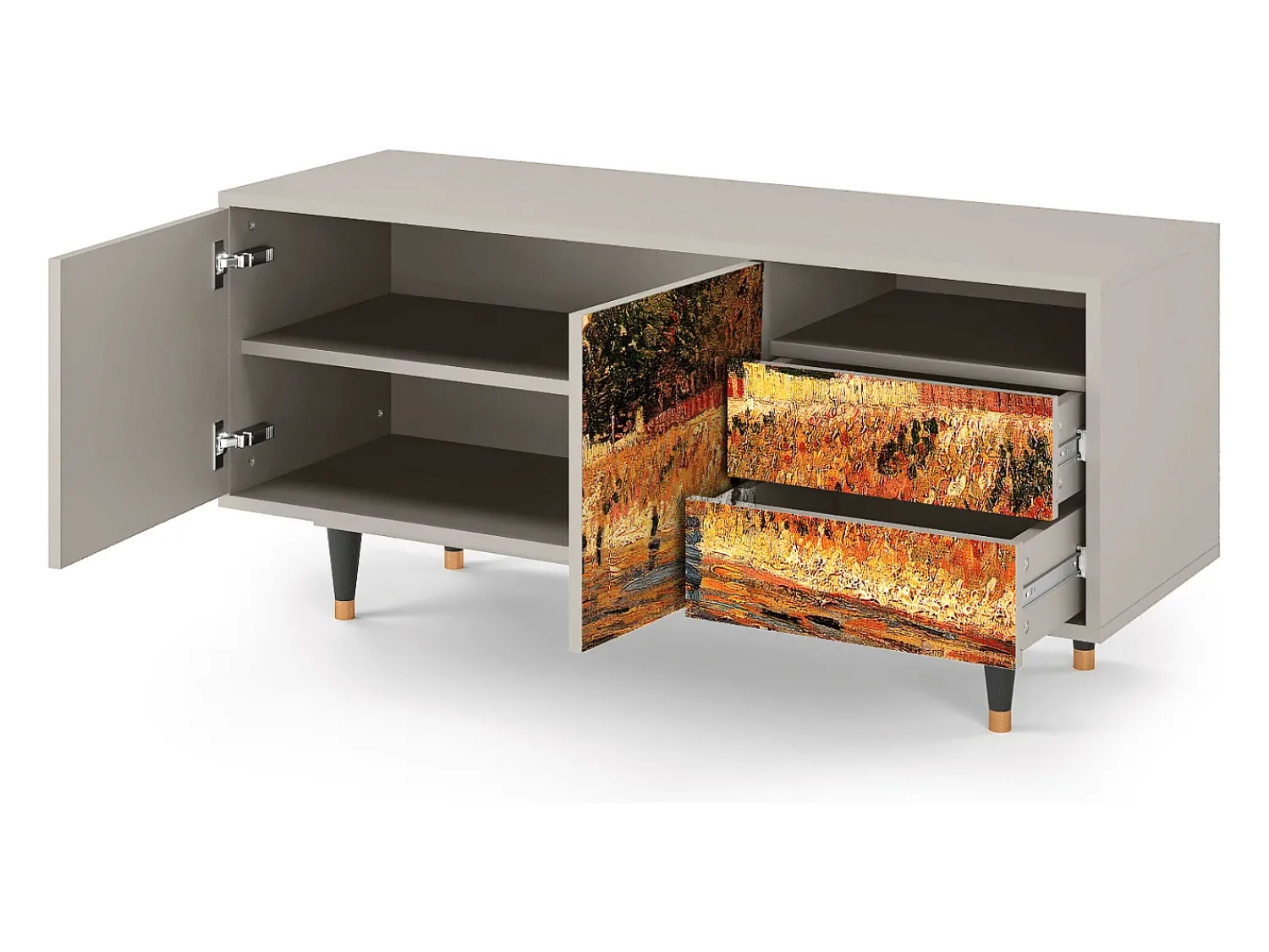 Móvel De Tv* Mueble de TV - 125х56х41 cm - T7 - The Banks, Areia Bege
