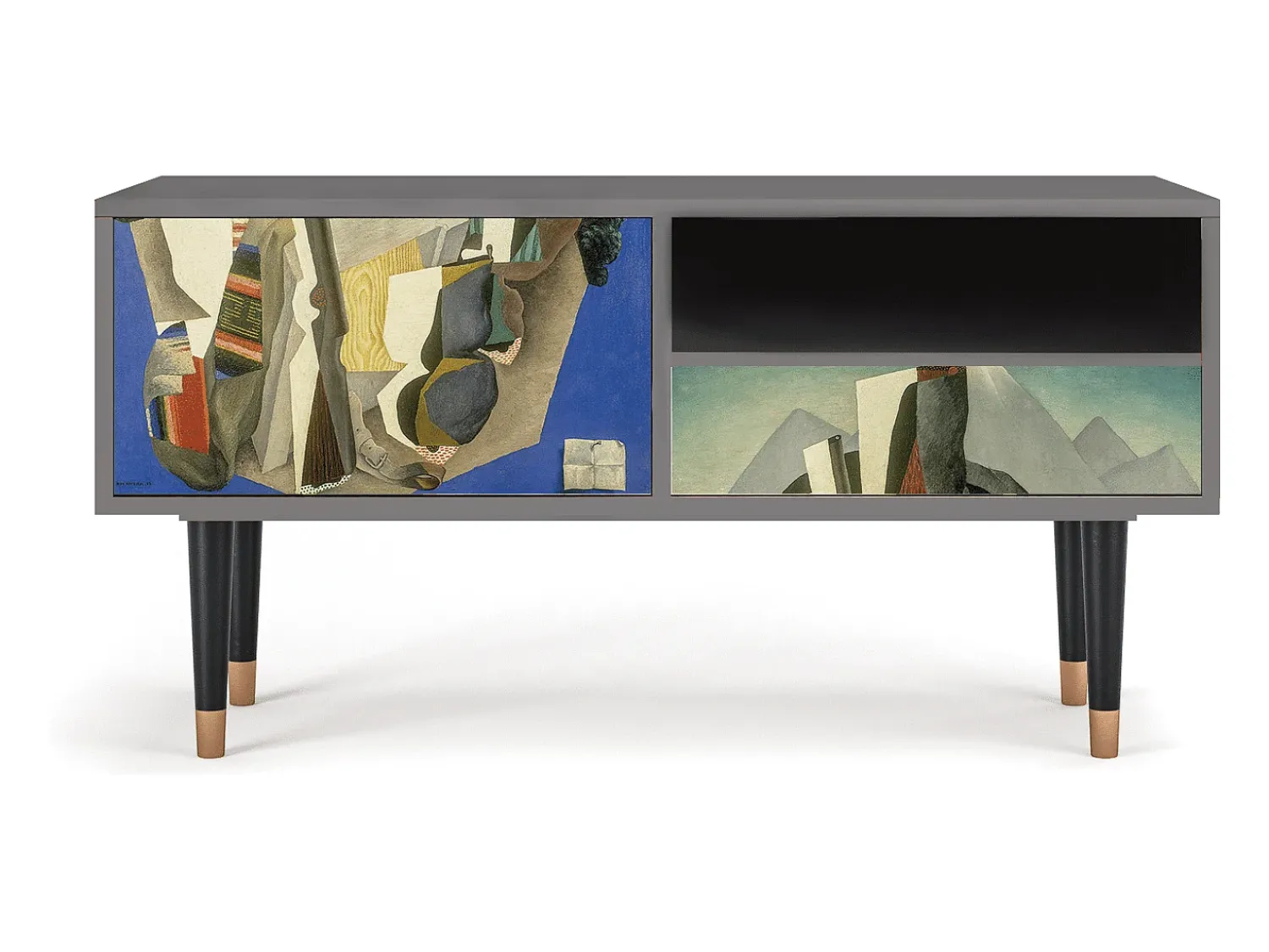 Hot Mueble de TV - 115х59х48 cm - T3 - The Cubist Paintings , Cinza Cinzento