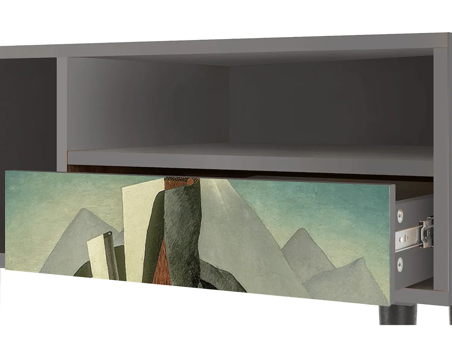 Hot Mueble de TV - 115х59х48 cm - T3 - The Cubist Paintings , Cinza Cinzento