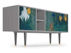 Móvel De Tv* Mueble de TV - 150х69х41 cm - T5 - The Repast of the Lion, Cinza Cinzento