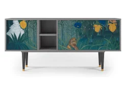 Móvel De Tv* Mueble de TV - 150х69х41 cm - T5 - The Repast of the Lion, Cinza Cinzento