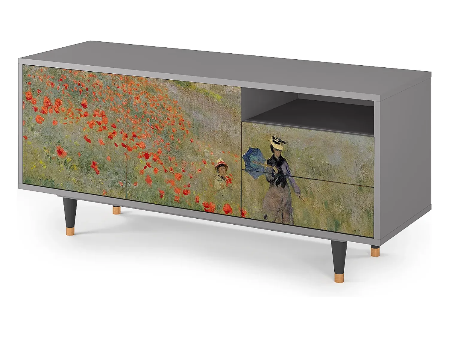 Mueble de TV - 125х56х41 cm - T7 - The Poppy Field , Cinza^ Móvel De Tv