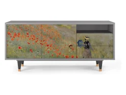 Mueble de TV - 125х56х41 cm - T7 - The Poppy Field , Cinza^ Móvel De Tv