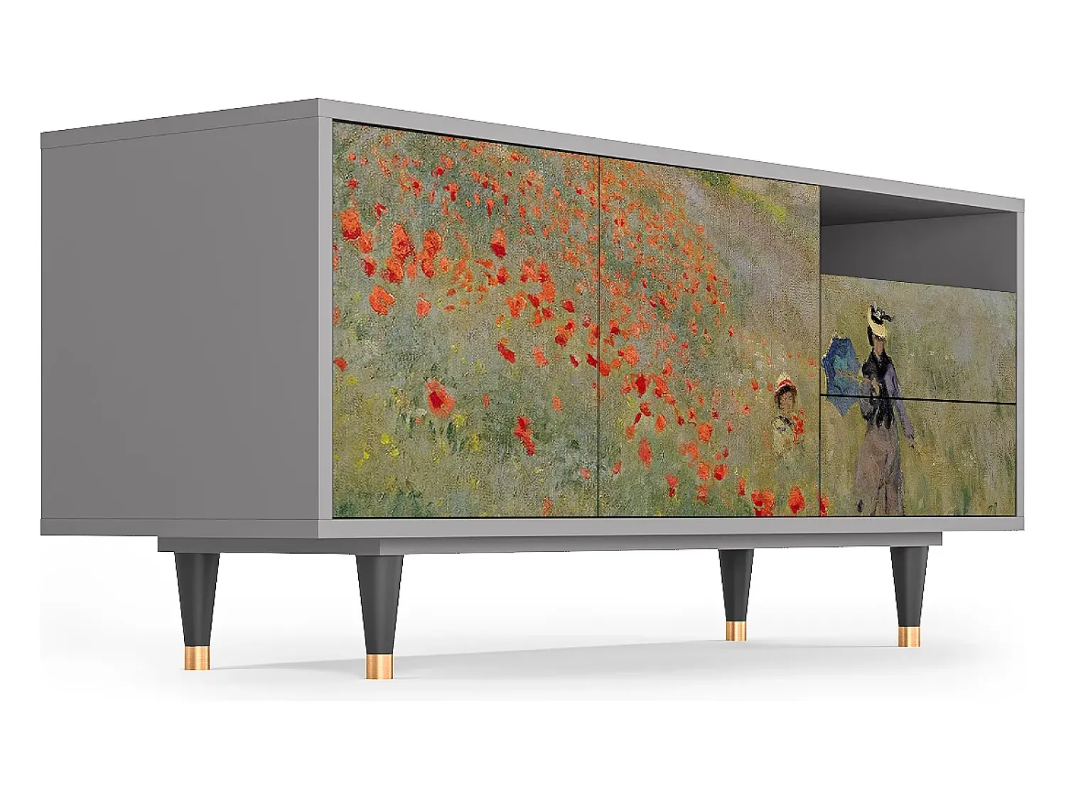 Mueble de TV - 125х56х41 cm - T7 - The Poppy Field , Cinza^ Móvel De Tv