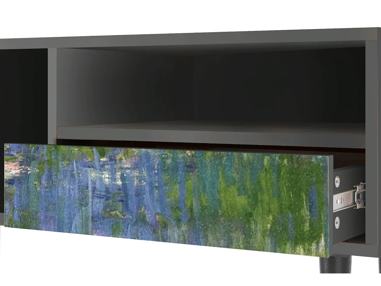 Móvel De Tv| Mueble de TV - 115х59х48 cm - T3 - The water lily pond , Antracite Cinza antracite