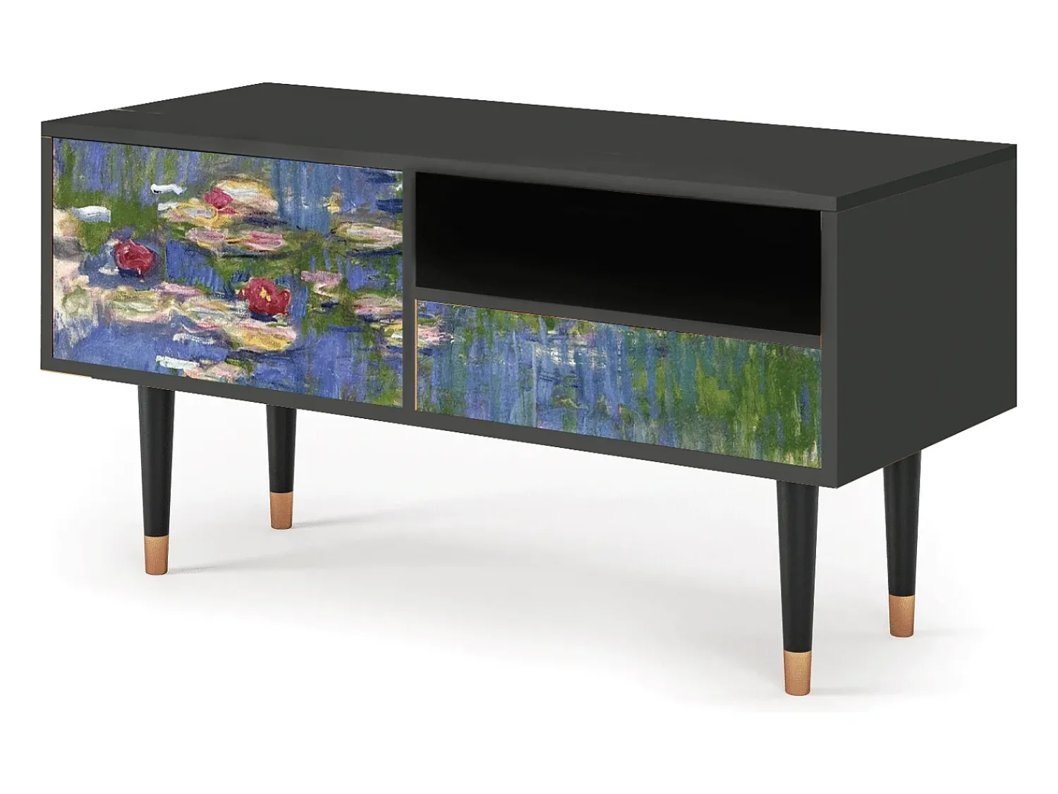 Móvel De Tv| Mueble de TV - 115х59х48 cm - T3 - The water lily pond , Antracite Cinza antracite