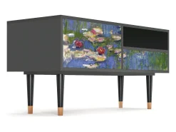 Móvel De Tv| Mueble de TV - 115х59х48 cm - T3 - The water lily pond , Antracite Cinza antracite