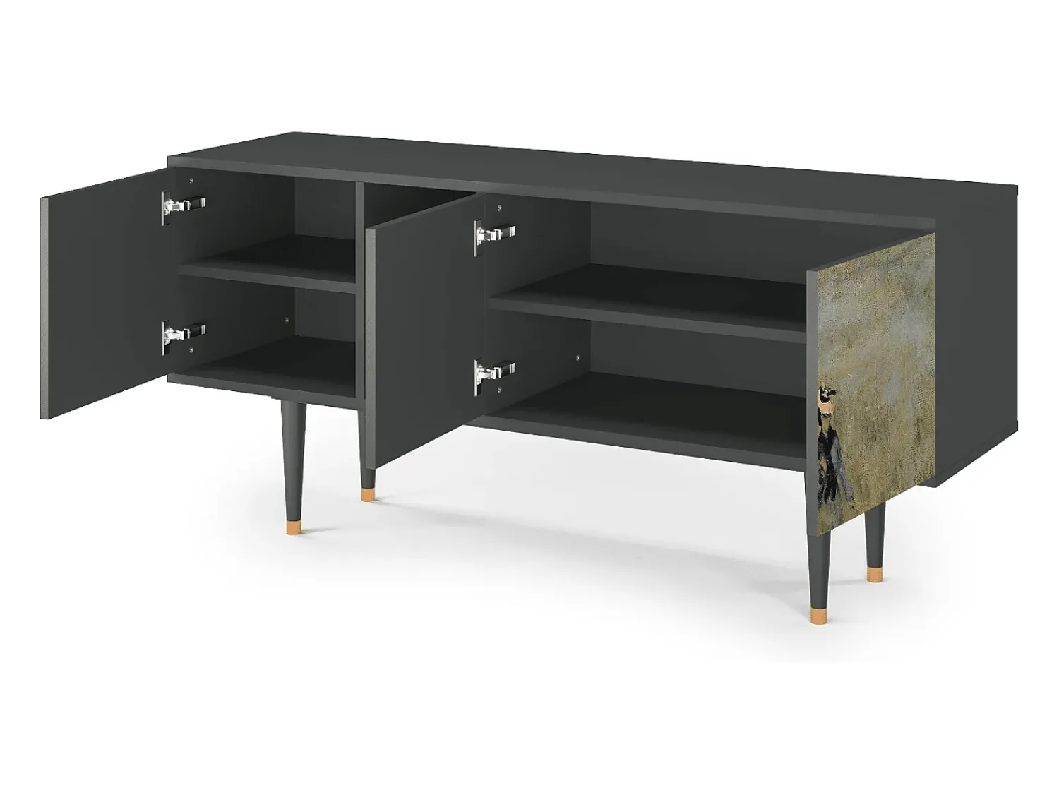 Discount Mueble de TV - 150х69х41 cm - T5 - The Poppy Field , Antracite Cinza antracite