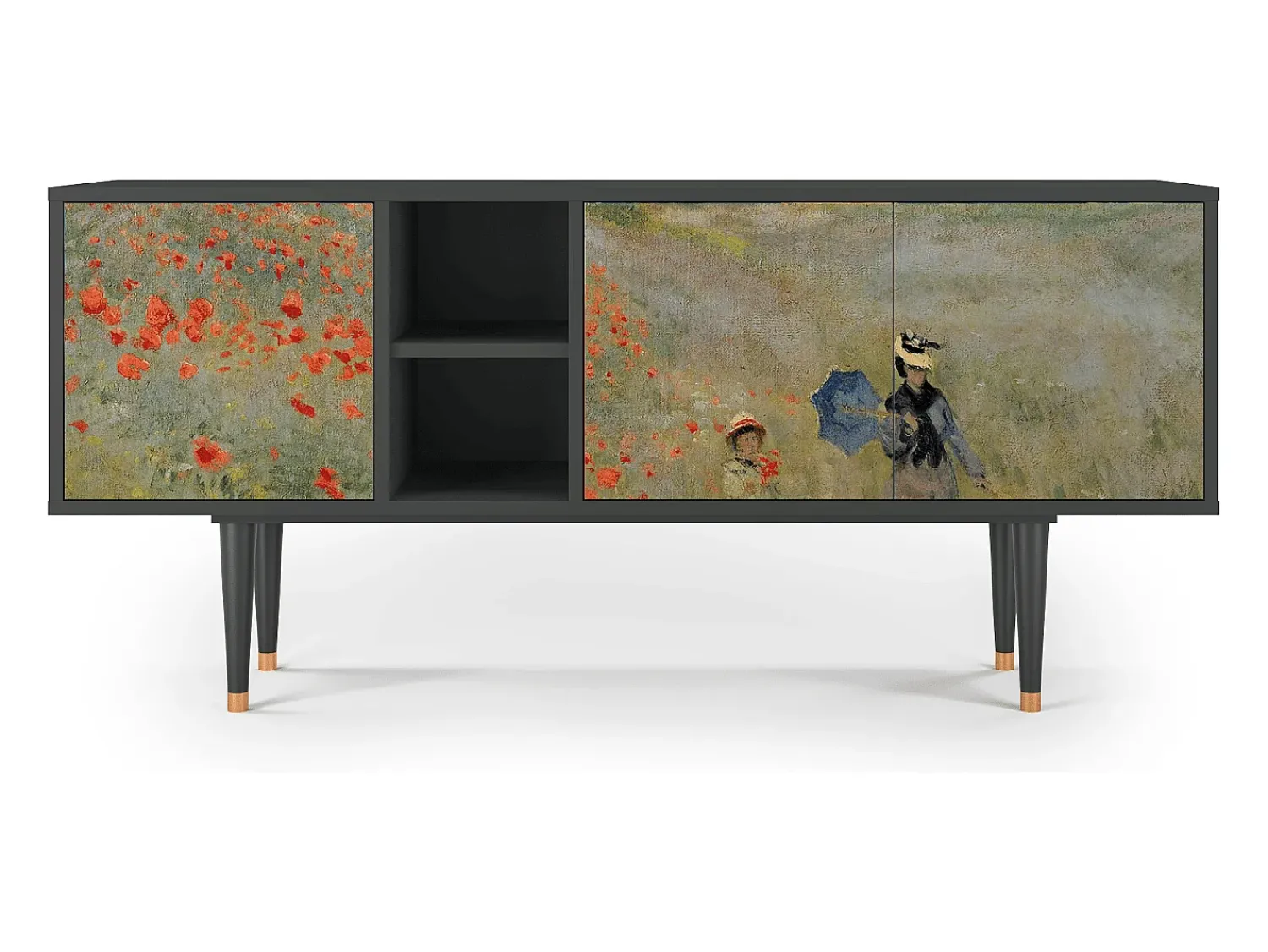 Discount Mueble de TV - 150х69х41 cm - T5 - The Poppy Field , Antracite Cinza antracite