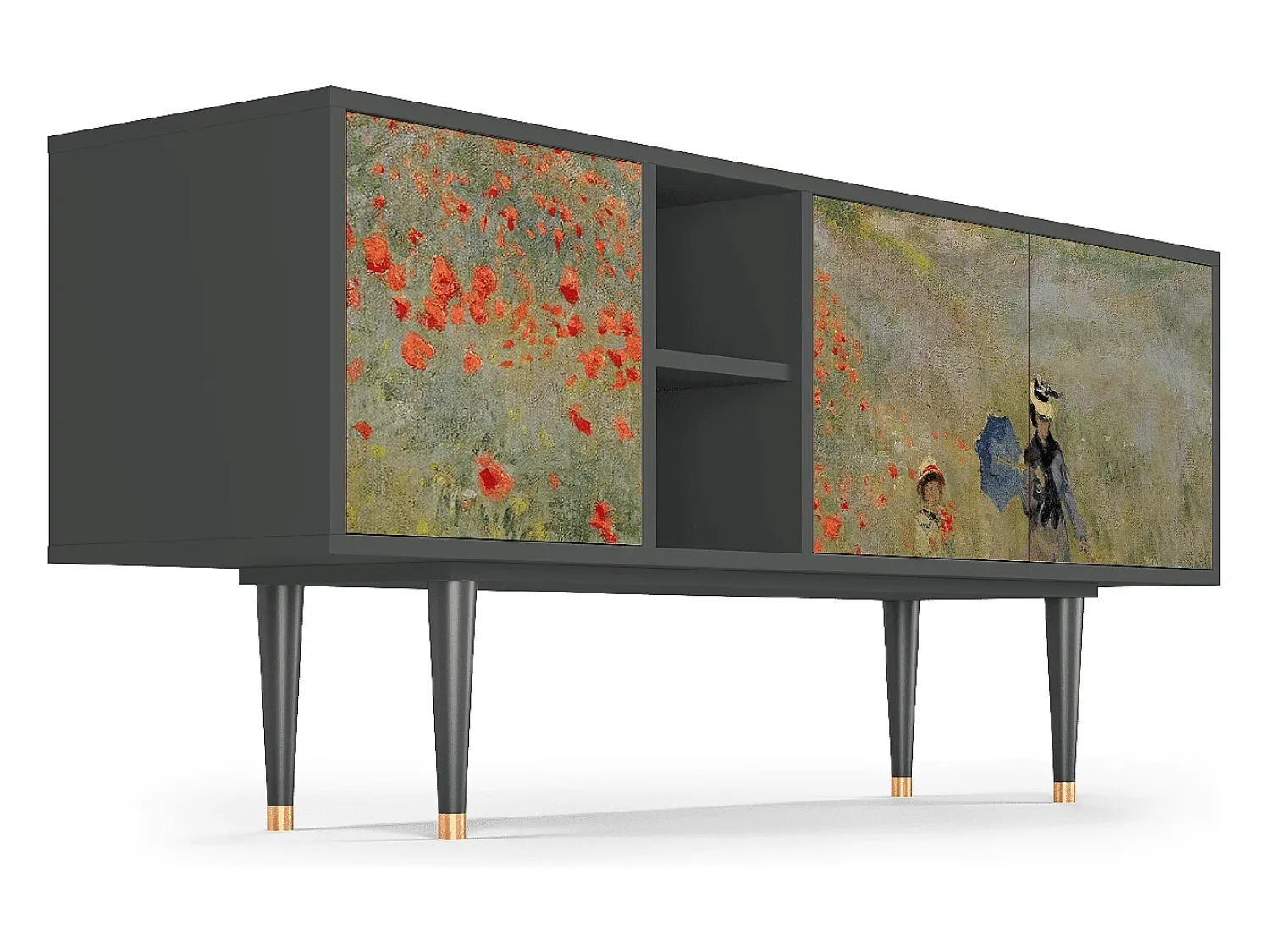Discount Mueble de TV - 150х69х41 cm - T5 - The Poppy Field , Antracite Cinza antracite