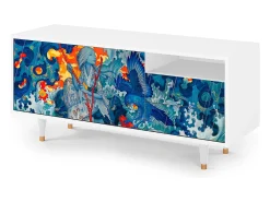 Móvel De Tv| Mueble de TV - 125х56х41 cm - T7 - The Girl - James Jean, Branco Bege