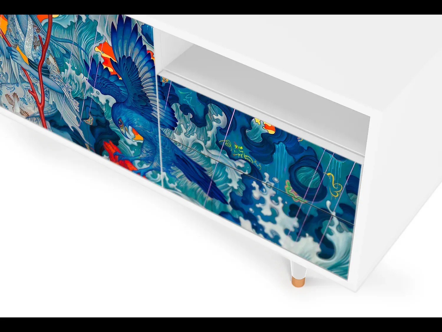 Móvel De Tv| Mueble de TV - 125х56х41 cm - T7 - The Girl - James Jean, Branco Bege