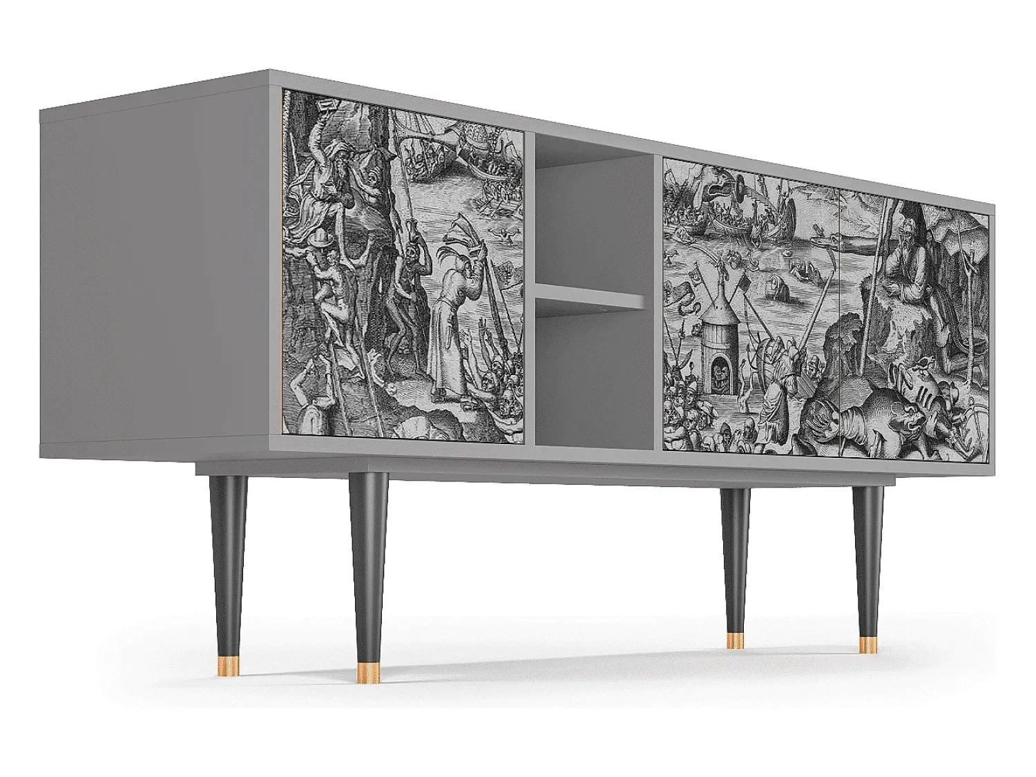 New Mueble de TV - 150х69х41 cm - T5 - The Temptation, Cinza Cinzento