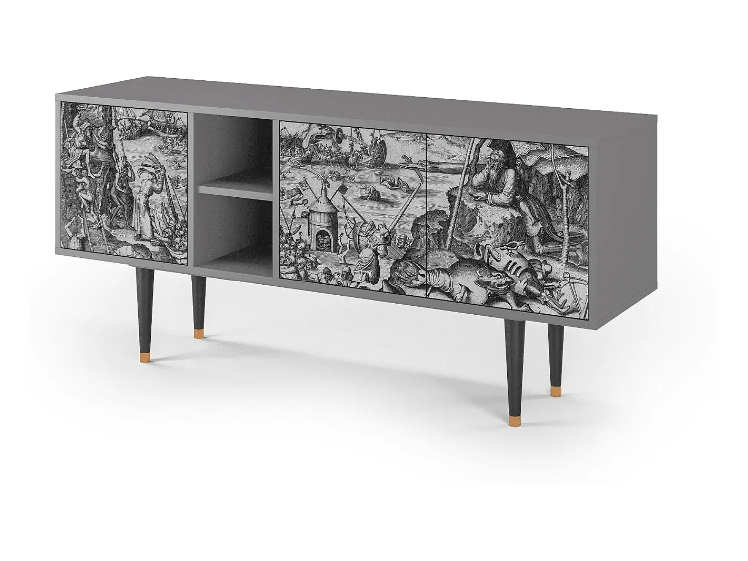 New Mueble de TV - 150х69х41 cm - T5 - The Temptation, Cinza Cinzento