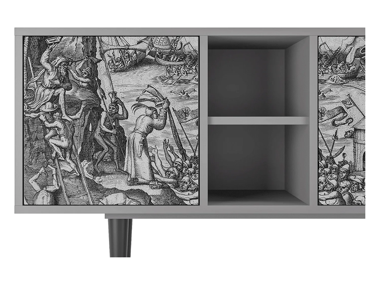 New Mueble de TV - 150х69х41 cm - T5 - The Temptation, Cinza Cinzento