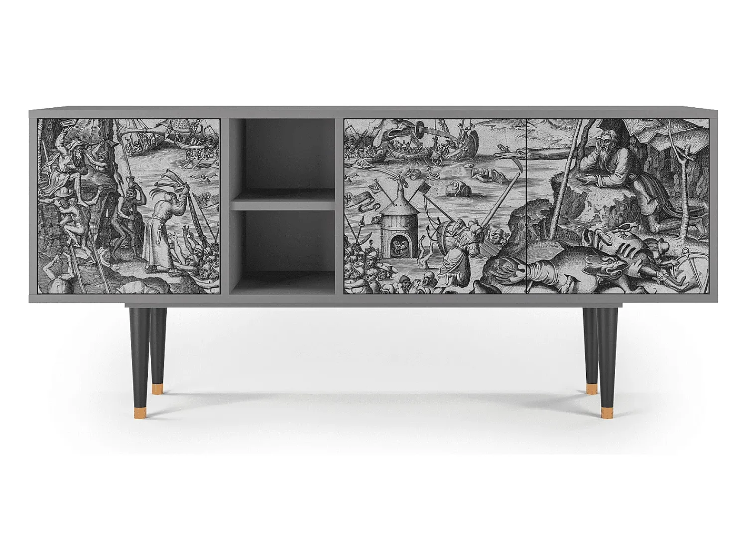 New Mueble de TV - 150х69х41 cm - T5 - The Temptation, Cinza Cinzento