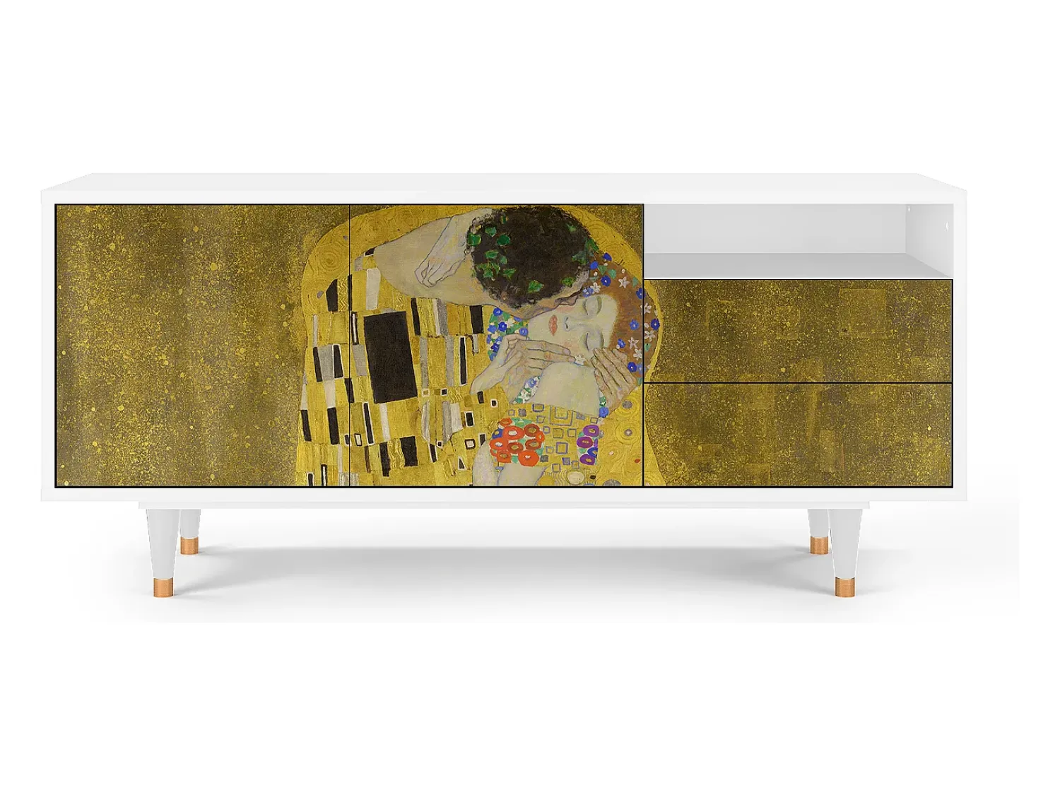 Mueble de TV - 125х56х41 cm - T7 - The Kiss by Klimt , Branco^ Móvel De Tv