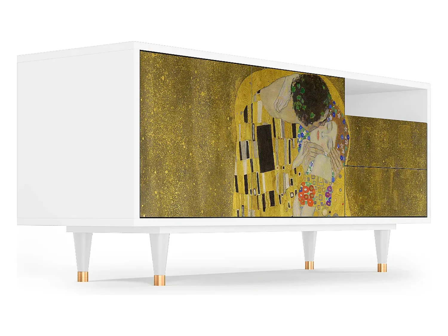 Mueble de TV - 125х56х41 cm - T7 - The Kiss by Klimt , Branco^ Móvel De Tv