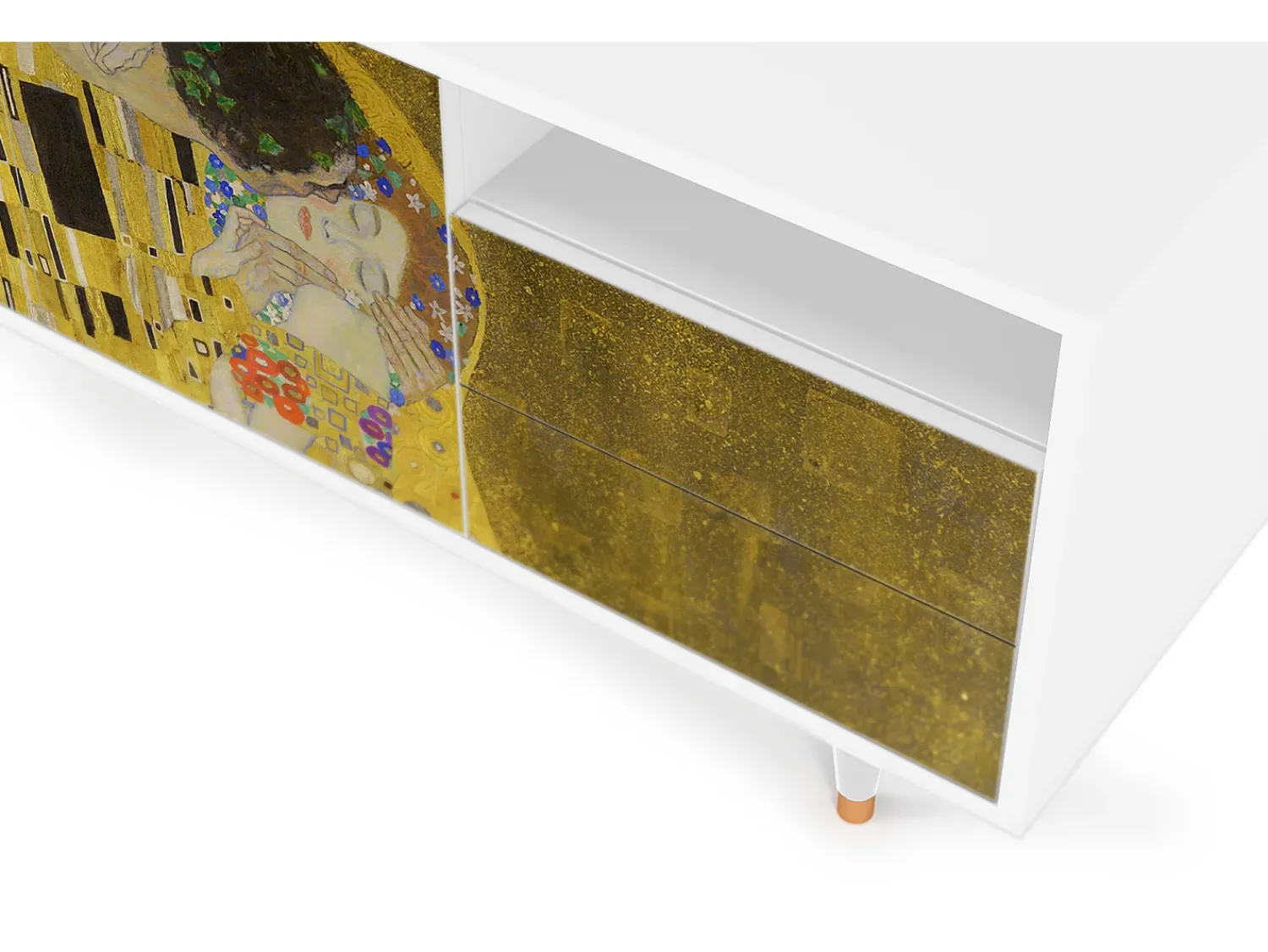 Mueble de TV - 125х56х41 cm - T7 - The Kiss by Klimt , Branco^ Móvel De Tv