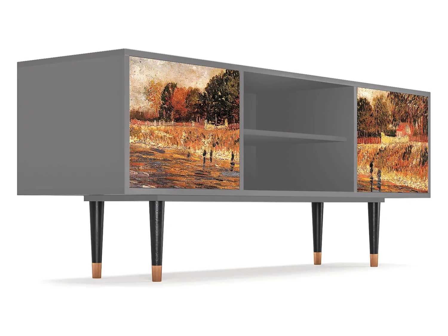 Móvel De Tv| Mueble de TV - 170х69х48 cm - T2 - The Banks, Cinza Cinzento