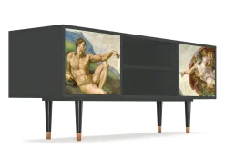 Móvel De Tv* Mueble de TV - 170х69х48 cm - T2 - The Creation of Adam, Antracite Cinza antracite