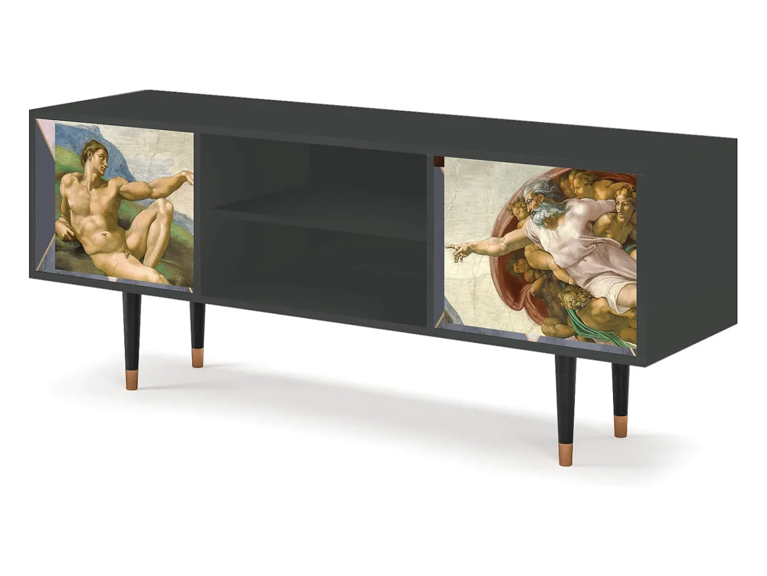 Móvel De Tv* Mueble de TV - 170х69х48 cm - T2 - The Creation of Adam, Antracite Cinza antracite