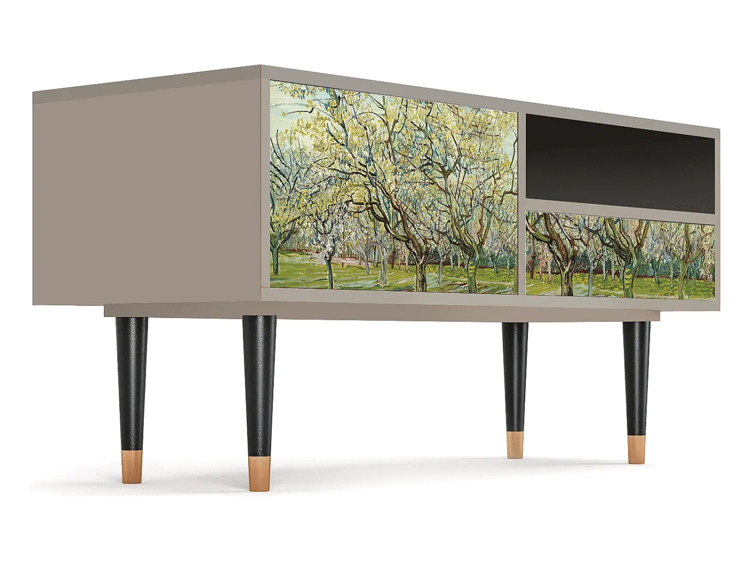 Móvel De Tv* Mueble de TV - 115х59х48 cm - T3 - The Branco Orchard, Areia Bege