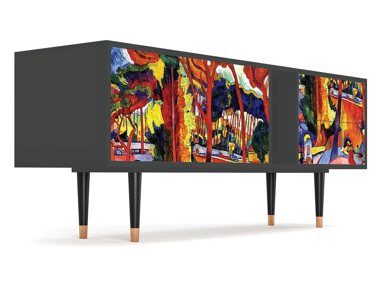 Móvel De Tv| Mueble de TV - 170х69х48 cm - T1 - The Turning Road, Antracite Cinza antracite