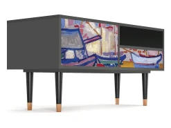 Móvel De Tv* Mueble de TV - 115х59х48 cm - T3 - The Port of Collioure , Antracite Cinza antracite