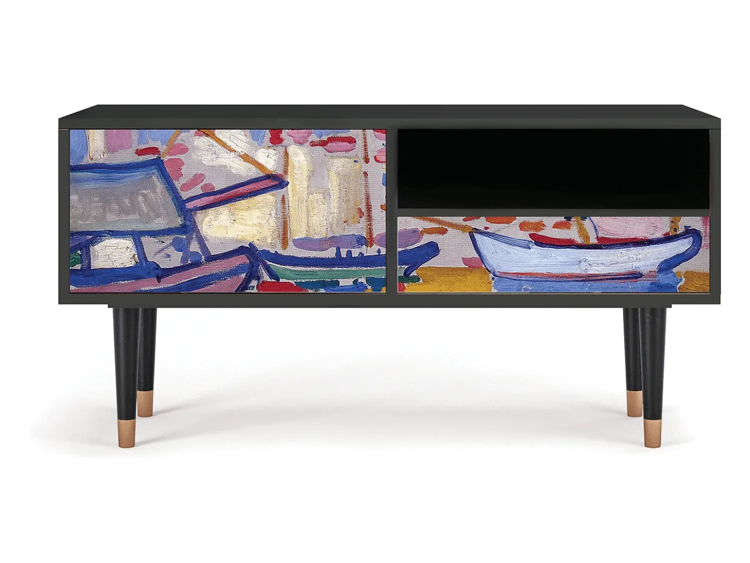 Móvel De Tv* Mueble de TV - 115х59х48 cm - T3 - The Port of Collioure , Antracite Cinza antracite
