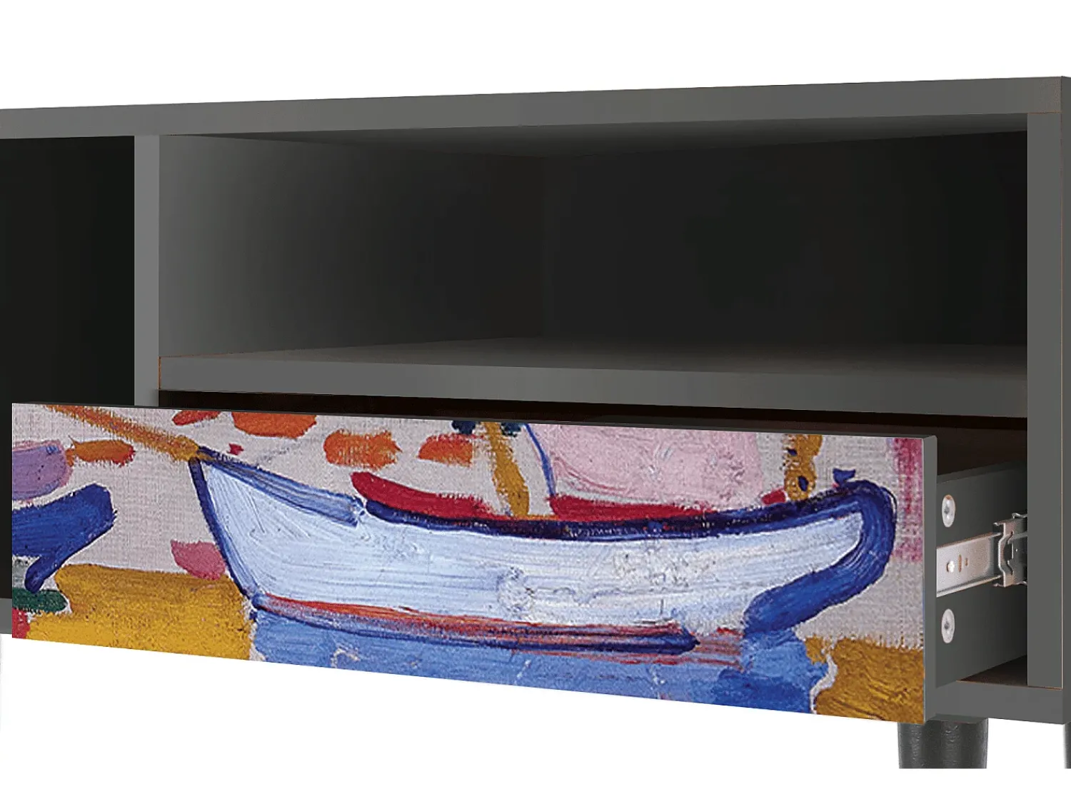 Móvel De Tv* Mueble de TV - 115х59х48 cm - T3 - The Port of Collioure , Antracite Cinza antracite