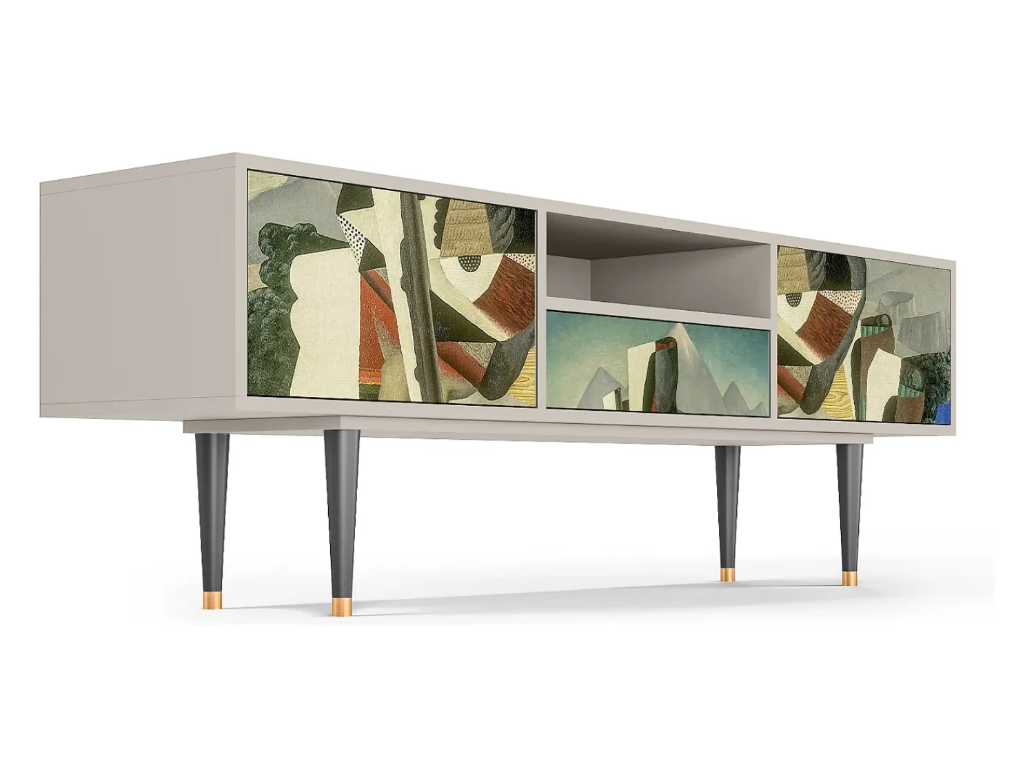 Móvel De Tv* Mueble de TV - 170х59х41 cm - T6 - The Cubist Paintings , Areia Bege