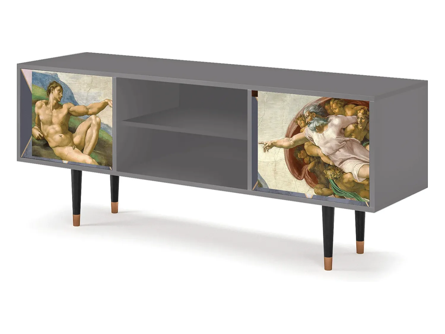 Móvel De Tv| Mueble de TV - 170х69х48 cm - T2 - The Creation of Adam, Cinza Cinzento