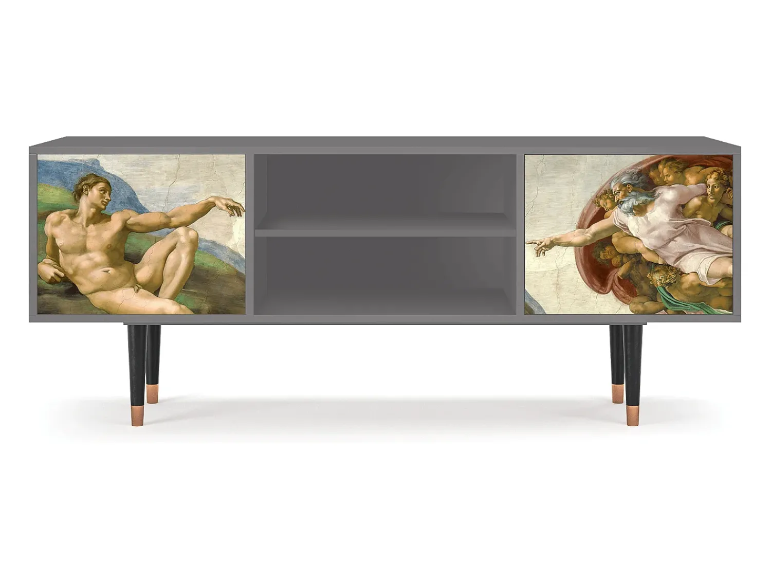 Móvel De Tv| Mueble de TV - 170х69х48 cm - T2 - The Creation of Adam, Cinza Cinzento