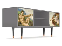 Móvel De Tv| Mueble de TV - 170х69х48 cm - T2 - The Creation of Adam, Cinza Cinzento