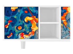 Mueble de TV - 150х69х41 cm - T5 - The Girl - James Jean, Branco^ Móvel De Tv
