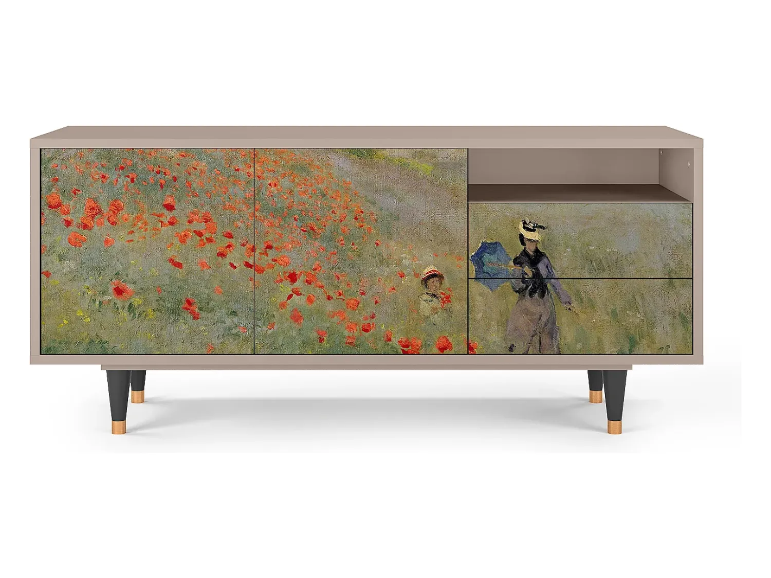 Discount Mueble de TV - 125х56х41 cm - T7 - The Poppy Field , Latte Bege