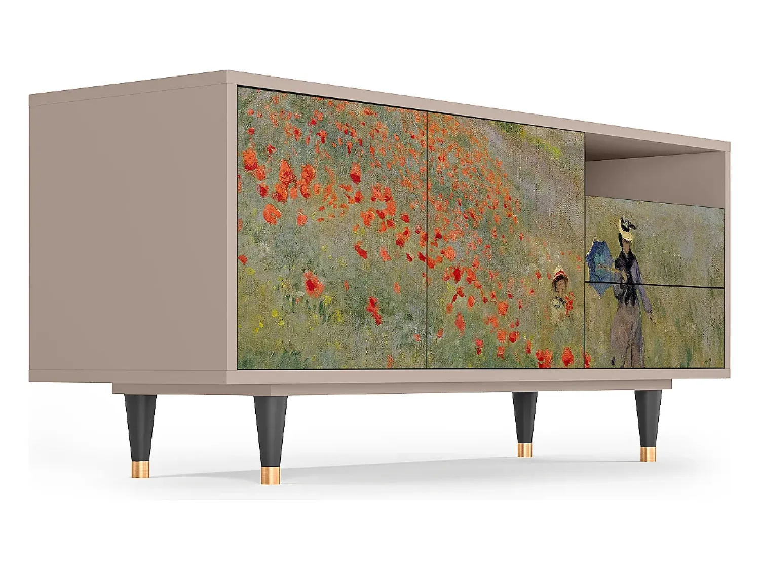 Discount Mueble de TV - 125х56х41 cm - T7 - The Poppy Field , Latte Bege